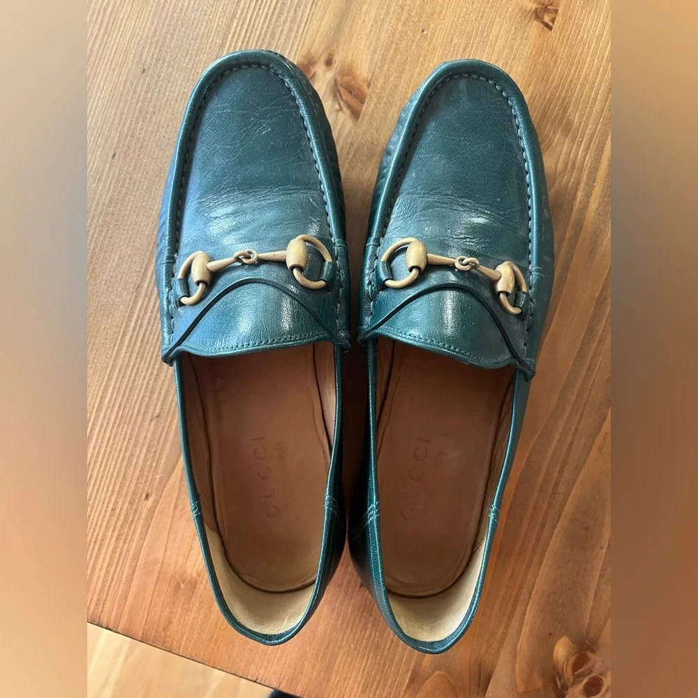 Gucci Horsebit 1953 Green Leather Loafers
